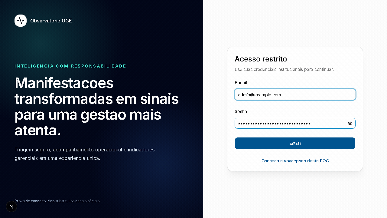 1. Login e entrada no observatorio